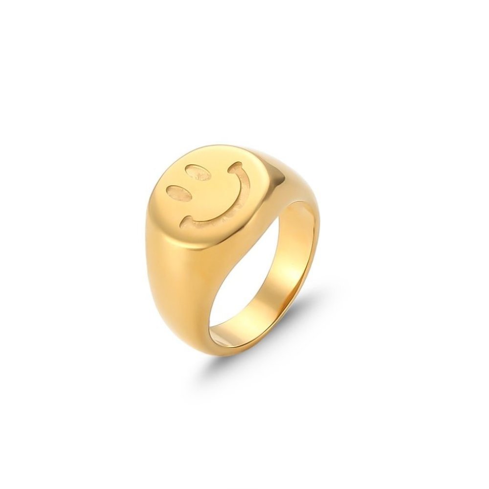 Smiley Ring, Tarnish Free 18k Gold Plated